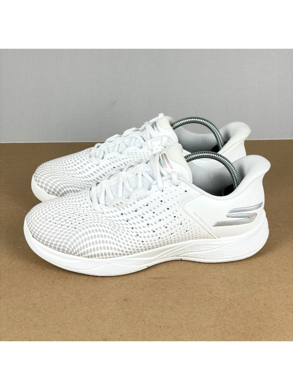 Skechers Viper Court Reload Pickleball Athletic Shoes Womens 8.5 White Silver